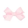 Wee Ones Girls' Classic Grosgrain Hair Bow with Scalloped Edges and Plain Wrap Center on a WeeStay Hair Clip, Mini, Powder Pink view 1