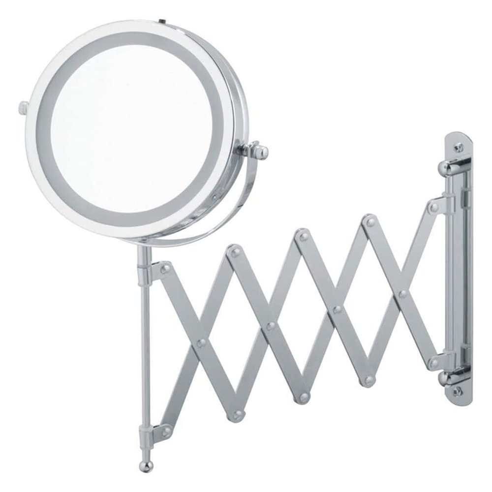 ArQray Cosmetic Vanity Mirror LED 7-inch Makeup Mirror Wall-Mounted Telescopic Double-Sided 5 Times Magnification Lighted Makeup