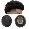 Afro Curl Toupee for Black Men 8X10 Hair System Replacement French Lace Front Kinky Curly Human Hair Unit African American Mens Wig Hair Unit Natural Afro Wavy (Afro Wavy 6mm, #1B10 Off Black+10% Gray) view 1