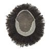Afro Curl Toupee for Black Men 8X10 Hair System Replacement French Lace Front Kinky Curly Human Hair Unit African American Mens Wig Hair Unit Natural Afro Wavy (Afro Wavy 6mm, #1B10 Off Black+10% Gray) view 3