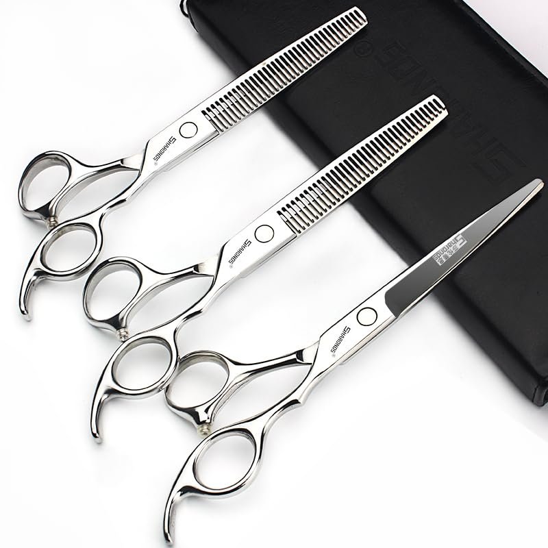 6.5/7/7.5 Inch Professional Hair Clipper Set, Stainless Steel Sharp Hair Clipper, Hairdresser Specific Scissors (6.5-Inch -3pc-B)