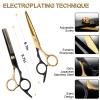 2 Pcs Sharp Hair Cutting Scissors, Stainless-Steel 6.7 Barber Scissors Professional, Multifunctional Thinning Shears for Hair Cutting, Wigs Texturizing Tools for Women Men Home Salon(Gold) view 2