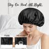 WIGI 100% Mulberry Silk Bonnet with Scrunchie Gift for Women, Silk Bonnet for Sleeping, Shower Cap Hair Bonnet, Silk Hair Wrap for Hair Care (100% Mulberry Silk (Round design), Black) view 3