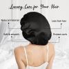 WIGI 100% Mulberry Silk Bonnet with Scrunchie Gift for Women, Silk Bonnet for Sleeping, Shower Cap Hair Bonnet, Silk Hair Wrap for Hair Care (100% Mulberry Silk (Round design), Black) view 4