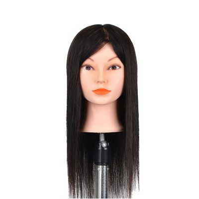 100% Human Hair 45cm Practice Wig Hairdresser Wig Cut Wig Mannequin Head Long Bonding Practice Salon Salon Profile Profile Cut Mannequin Hair Mannequin Adjustable Tripod Type Black