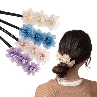Bun Maker,Lazy Hair Curler,Flower Shaped Curlers,The Polka-Dot Bow Shaped Curlers,Easy Bun Maker For Hair,Hair BunMaker,Hair Bun Accessories,Deft Bun Maker For Hair(4PCS-Daisy)