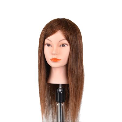 100% Human Hair 45cm Practice Wig Hairdresser Wig Cut Wig Mannequin Head Long Bonding Practice Salon Salon Profile Profile Cut Mannequin Hair Mannequin Adjustable Tripod Type Brown