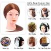 100% Human Hair 45cm Practice Wig Hairdresser Wig Cut Wig Mannequin Head Long Bonding Practice Salon Salon Profile Profile Cut Mannequin Hair Mannequin Adjustable Tripod Type Brown view 2