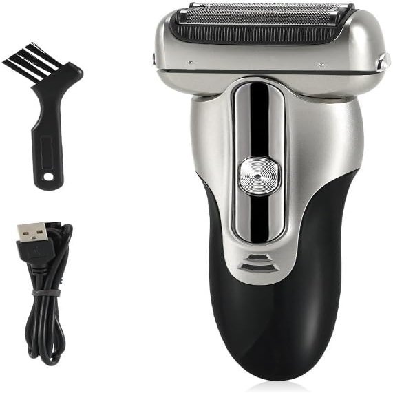 LEONYS Electric Shavers for Bald Men, Reciprocating Electric Shaver 3 Blade Shaving System USB Rechargeable Shaving Machine for Men (Color : Silver)