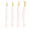 M LASH Eyelash Tweezers for Eyelash Extensions (Set of 4) - Professional Lash Extension Tweezers - Fiber Tip Lash Tweezers, Japanese Steel, Diamond Grip For Flawless Application (White) view 1