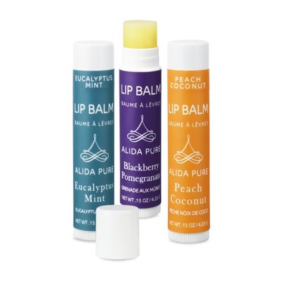 ALIDA PURE Fruit Mint Lip Balm Collection, Vegan Set, Bees Wax Free, Coconut Oil Free, with Organic Jojoba and Avocado Oil, Vitamin E, Natural Moisturizer For Dry Cracked Lips, 3 Tube Set