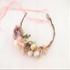 Flower Crown Bridal Wedding Hair Piece Floral Bridesmaid Hair Wreath Rustic Floral Headpiece for Women Flower Hair Crown for Flower Girls Party Hair Accessories Fake Flowers Blush Pink Dusty Purple view 3