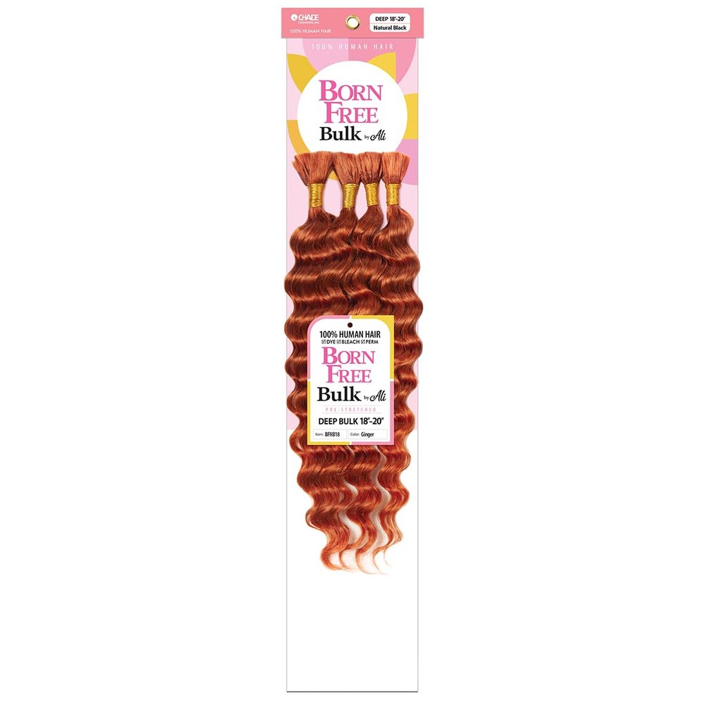 Born Free Bulk by Ali 100% Human Hair Pre Stretched Micro Braiding Hair - DEEP BULK 18"-20" (NATURAL)