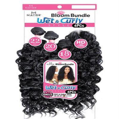Mayde Beauty Bloom Bundle Deep Curl Weave Multipack With Closure WET & CURLY 4PCS (18"20"22"+CL) (P4/27)