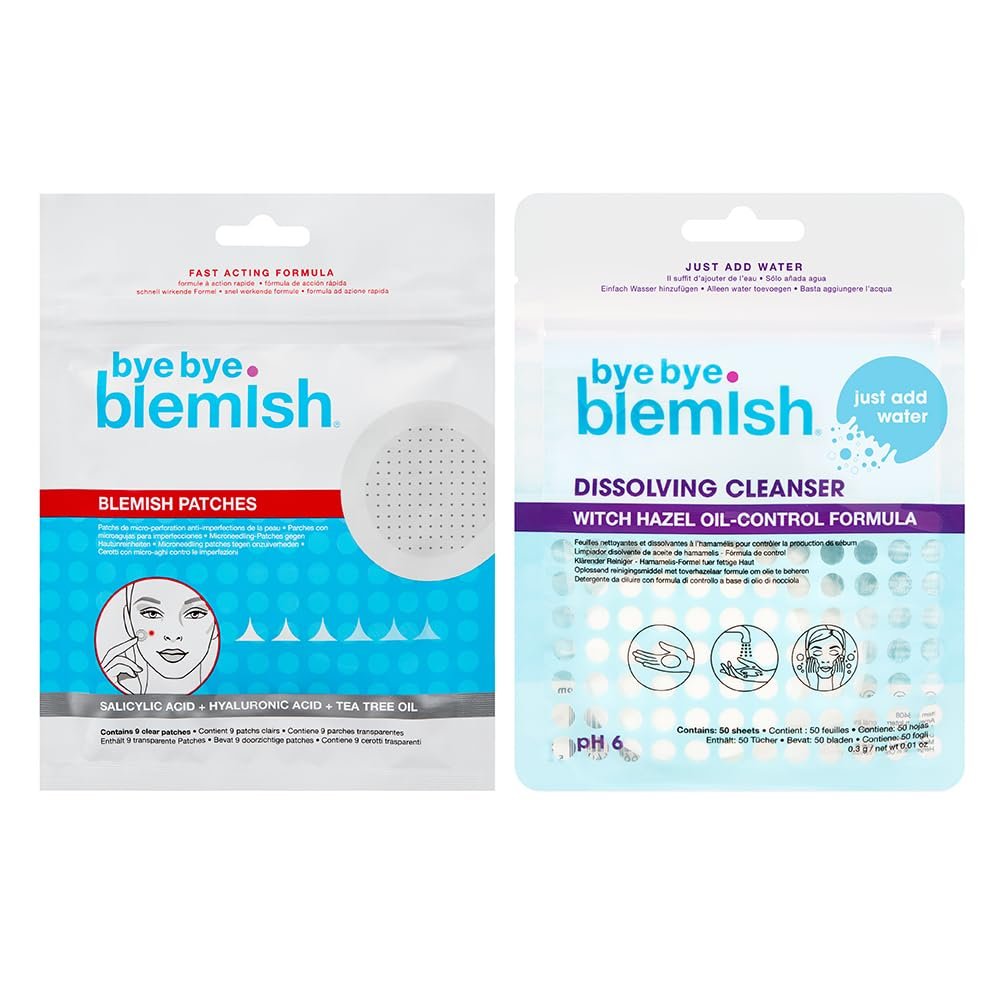 Bye Bye Blemish Blemish Patches and Dissolving Cleanser Witch Hazel Oil-Control Formula