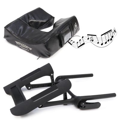 MASTER MASSAGE MusicMaster Ergonomic Dream Face Cushion and Deluxe Adjustable Ergonomic Dream Face Cradle Set - Massage Table/Massage Chair Headrest Platform Set (Black Nano)