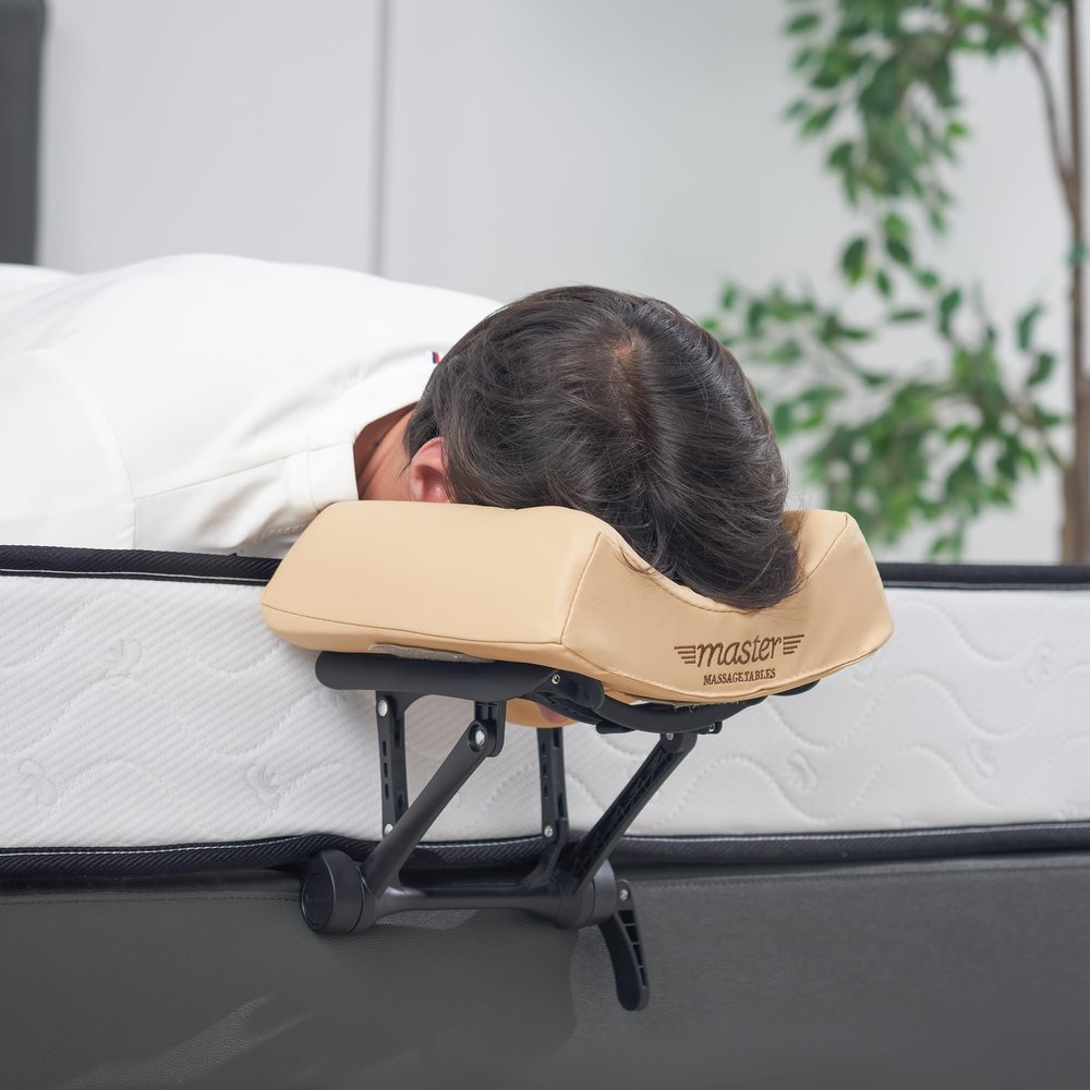 Master Massage Deluxe Adjustable Ergonomic Dream Face Cradle and Ergonomic Dream Face Cushion Pillow with Memory Foam -Face Pillow Set - Massage Table-Massage Chair Headrest Platform Set- (Cream)