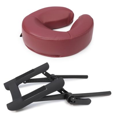 MASTER MASSAGE Universal Ergonomic Dream Adjustable Massage Table Face Cradle and Universal Face Cushion/Face Pillow Set - Massage Table/Massage Chair Headrest Platform Set (Crescent Round Burgundy)