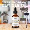 Organic Cuticle & Nail Oil - Repair, Revitalize & Hydrate Cuticles and Nails - Organic Spa Treatment - For Stronger Healthier Nails and Cuticles - 1 Fl Oz Glass Bottle with Nail Brush and Dropper view 3