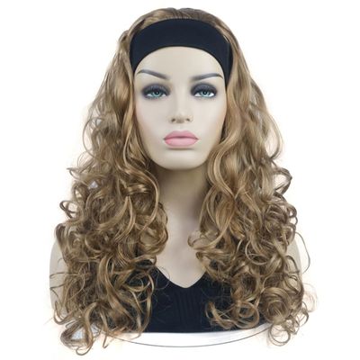 Wjnvfioo Long Brown Highlights Curly Band Wig 15 Glonden 22inches