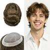 Healthlif Men's Toupee Hair Unit System For Men Durable Fine Mono Hairpieces For Men Toupee Hair Replacement System For Mens Hand Tied Hairpiece (6X8-120% density, #4 MEDIUM BROWN) view 1