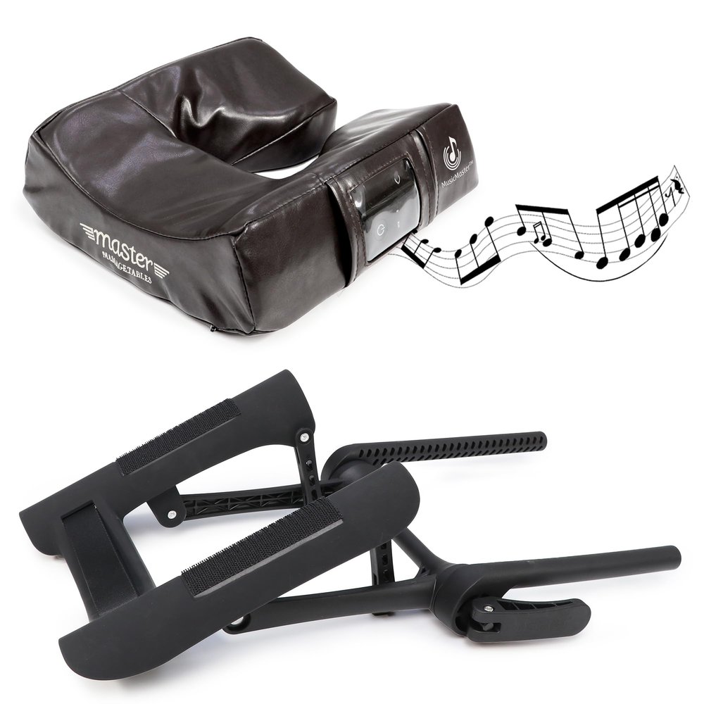 Master Massage Universal MusicMaster Ergonomic Dream Face Cushion and Deluxe Adjustable Ergonomic Dream Face Cradle Set - Massage Table/Massage Chair Headrest Platform Set (Chocolate Nano)