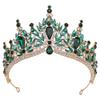 ARCOFF Tiaras and Crowns for Women, Luxury Crystal Leaves Tiara for Women Wedding Party Elegant Bridal Bride Crown Hair Dress Jewelry (Style : Green Gold) view 1