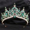 ARCOFF Tiaras and Crowns for Women, Luxury Crystal Leaves Tiara for Women Wedding Party Elegant Bridal Bride Crown Hair Dress Jewelry (Style : Green Gold) view 2