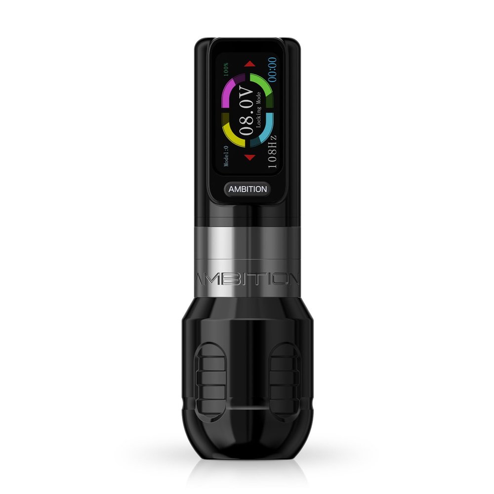 Ambition Zetton Tattoo Machine with 2400mAh Battery Brushless Motor Straight Drive Bar Color Touch Display Rotary Tattoo Gun Cartridge Pen Supply for Professional Tattoo Artists