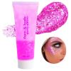 Go Ho Hot Pink Face Body Glitter Gel,Singer Concerts Hot Pink Face Paint Makeup,Holographic Chunky Sequins Glitters for Eye Lip Hair Nails,Festival Rave Accessories,52g view 1