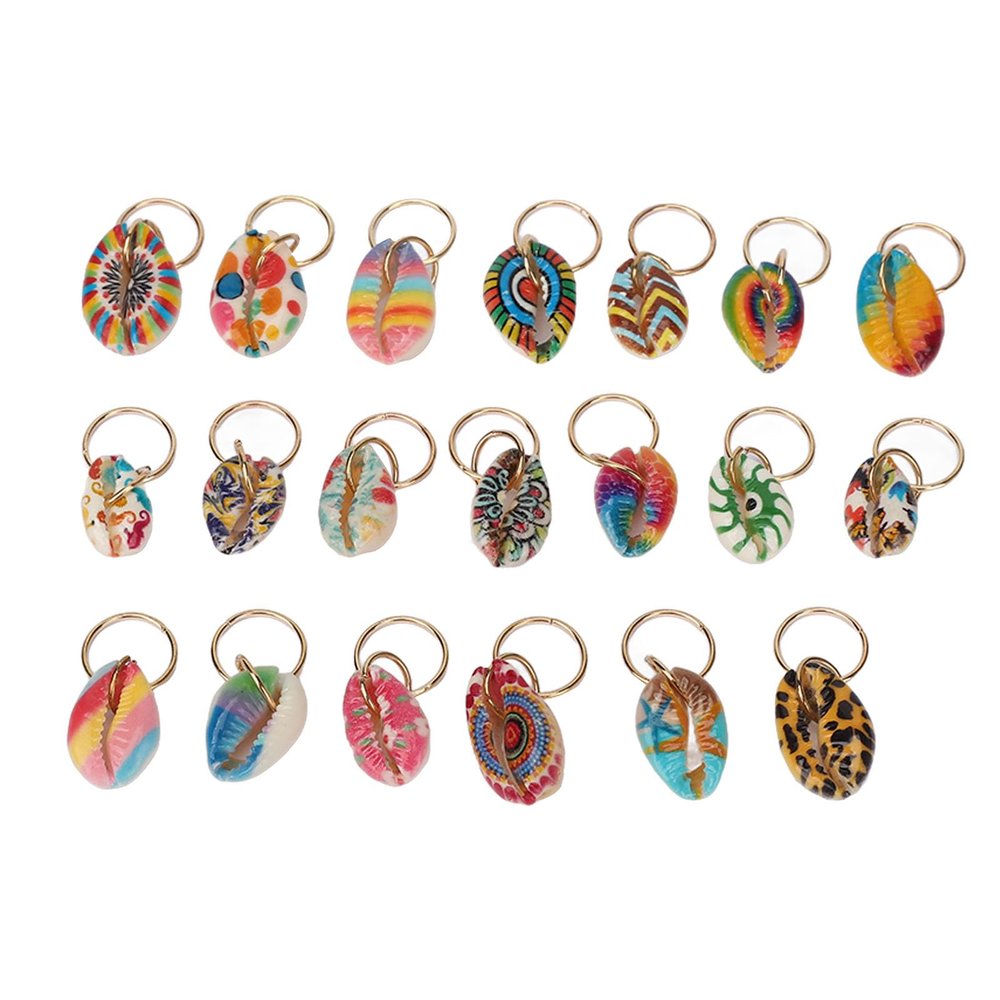 20pcs Shell Dreadlocks Ring Cute Exqusite Hair Braiding Pendant Clips Hair Accessories Decoration for Men Women, Wholesale Business