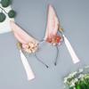 LJJCSFF Furry Bunny Rabbit Cat Ears Headband Handmade Animal Fur Ears Halloween Cosplay Fox Wolf Flower Cat Ears Headband Lolita Tassel Cosplay Costume view 4