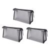 3-Piece Mesh Makeup Bag, Mesh Cosmetic Bag, Portable Travel Zipper Pouch Toiletry Bag Makeup Bag, Portable Makeup Handbag, Defult, default view 1