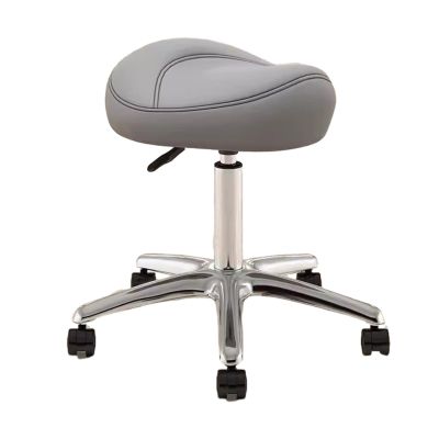 NUNETH Saddle Office Chair Adjustable Height 36-50 Cm, Dental Hygienist Artists Saddle Rolling Stool, Metal Salon Saddle Seat with 360 Swivel PU Wheel (Color : Light Gray)