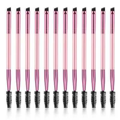 12-Piece Dual-Ended Brow Brush Set - Angled Eyebrow Brush, Spoolie, Shaping & Filling for Precise Brow Brushing
