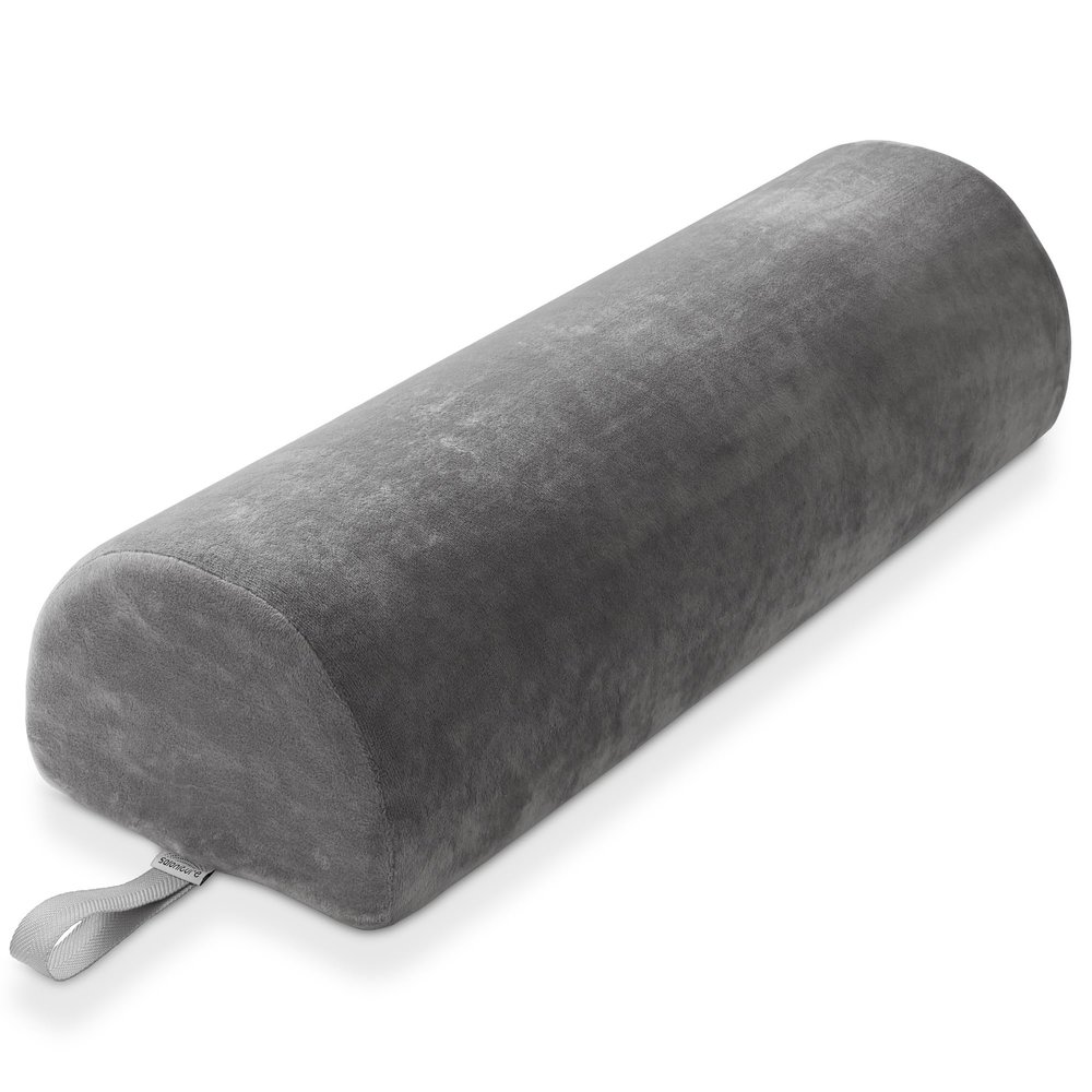 Saloniture 3/4 Jumbo Round Massage Table Bolster Pillow Pad - 26 x 9 x 6-1/4 Inch - Gray Velour