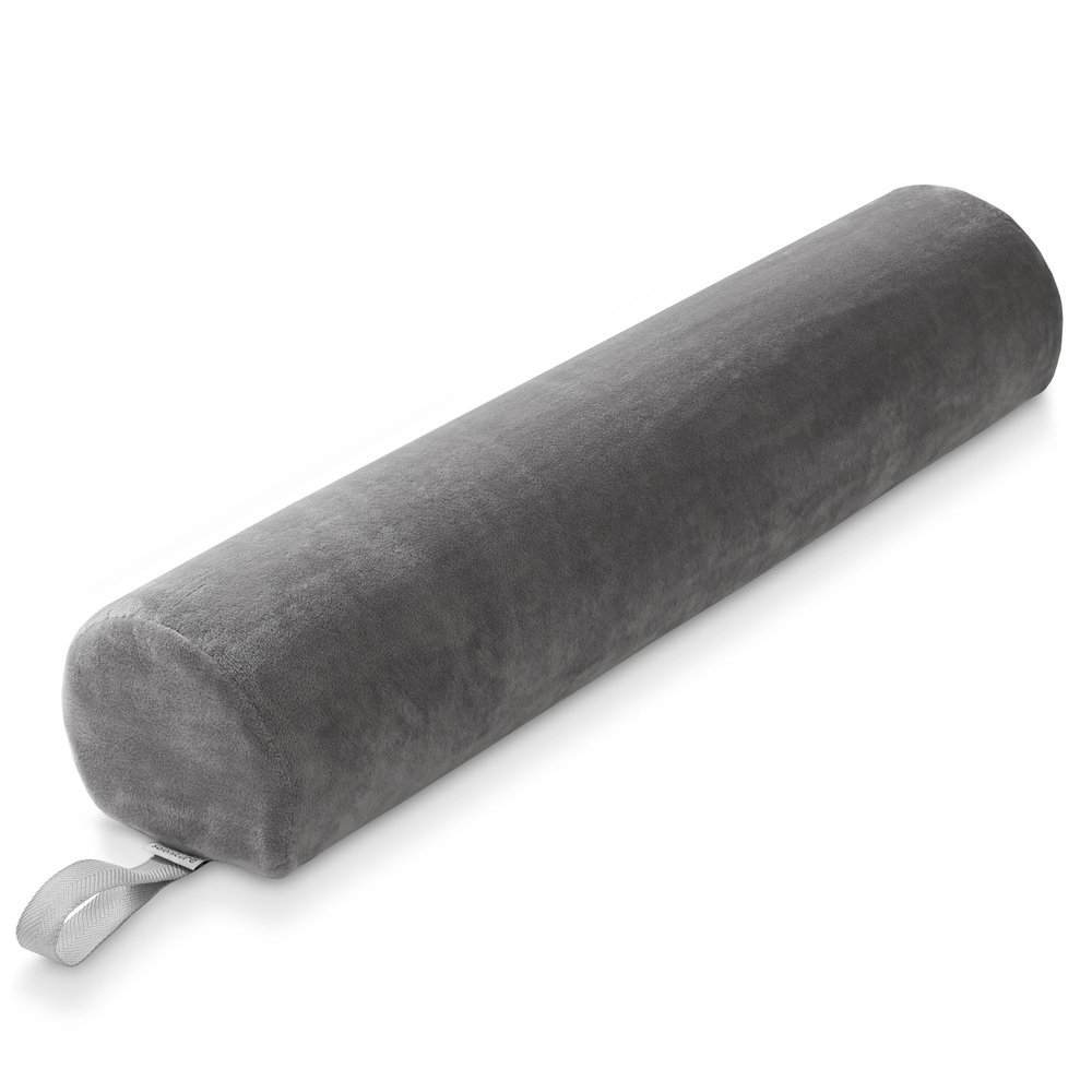 Saloniture 3/4 Round Massage Table Bolster Pillow Pad - 26 x 6 x 4-1/2 Inch - Gray Velour