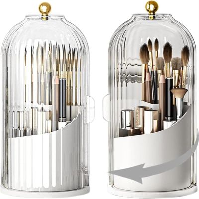 360 Rotary Makeup Manager Rotatable Makeup Lipstick Organizer Eyeliner Pen Eye Shadow Eyebrow Pencil Holder Cosmetics Storage Box Vanity Organizer And Accessories, C (Color : A)