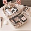 HACLEN Large Make Up Bags for Women, Vanity Bag Travel Large Toiletry Bag Waterproof Cosmetic Bag Portable Makeup Organiser Bag,Pink view 3