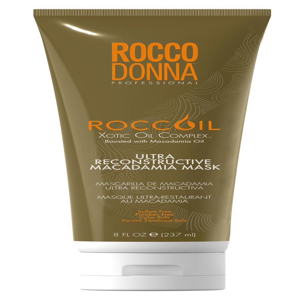 Rocco Donna Ultra Reconstructive Macadamia Mask | Adds Softness and Shine | for Dry, Damaged & All Hair Types | Sulfate-Free | 8 oz