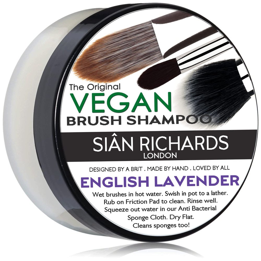 SIN RICHARDS London Vegan English Lavender Brush Shampoo  Solid Makeup Brush & Sponge Cleaner, Vegan Makeup Brush Cleanser, 2oz