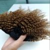 Mongolian Afro Kinky Curly Bundles Ombre Human Hair Bundles 14 16 18 Inches T1B/30 Brown 4B 4C Afro Kinky Bulk Human Hair Virgin Hair Curly Weave Bundles for Black Women Weave Weft view 4