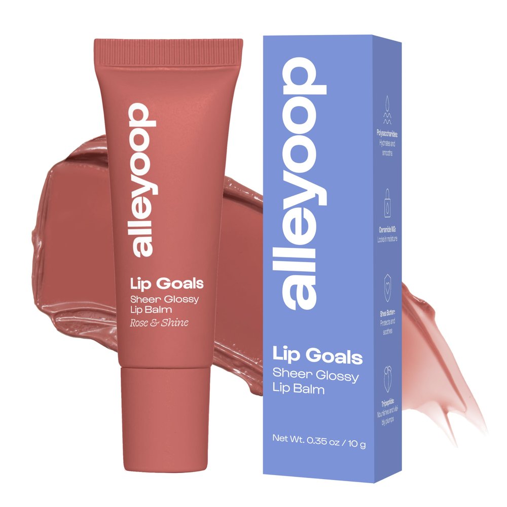 Alleyoop Lip Goals Glossy Lip Balm  Hydrating Tinted Lip-Moisturizer for Women - Vegan LipBalm for Cracked Lips, Moisturizing LipGloss Balm - Lips Treatment & Hydration Care, (Sheer Dusty Rose)