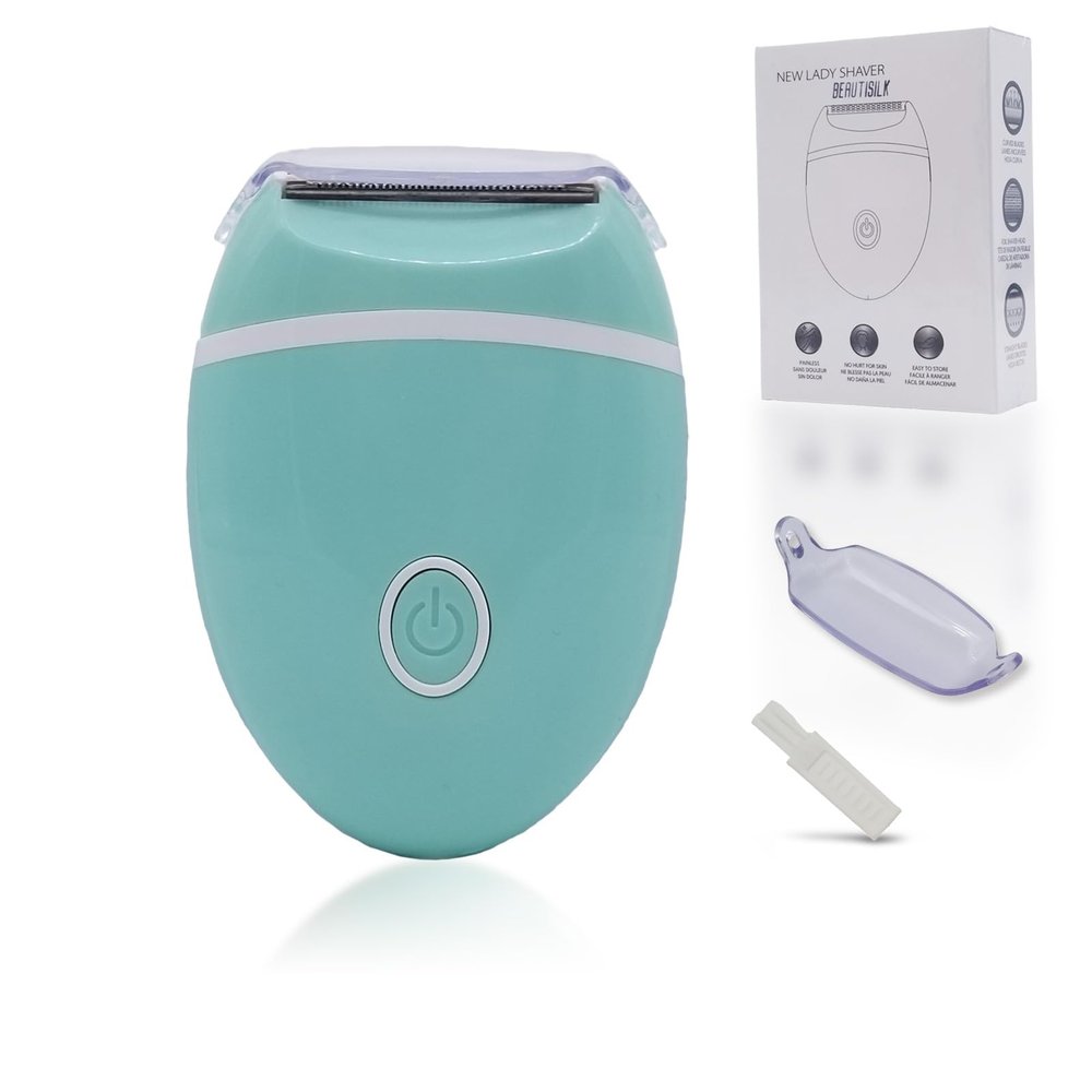 Electric Hair Shaver for Women: Compact, Cordless Wet & Dry Razor for Smooth Body & Dual Trimmers  Bikini Line and Quick, Travel-Friendly.BEAUTISILK (Green)