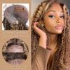 Ladoux Ombre Honey Blonde 13x6 HD Transparent Water Wave Lace Front Human Hair Wigs for Women 180% Density 4/27 Colored Highlight Curly Glueless Wigs 18Inch Pre Plucked with Baby Hair view 2