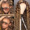Ladoux Ombre Honey Blonde 13x6 HD Transparent Water Wave Lace Front Human Hair Wigs for Women 180% Density 4/27 Colored Highlight Curly Glueless Wigs 18Inch Pre Plucked with Baby Hair view 3