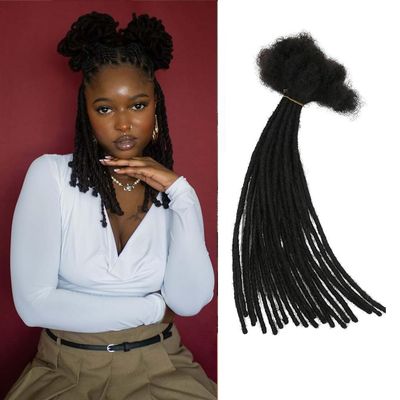 0.4cm & 0.6cm Width, 4-14 Inches10, 30, 60, 100 Strands Options 100% Real Human Hair Dreadlock Extensions for Men/Women/Kids, Handmade Permanent Loc Extension Bundles (0.6cm, 10inches, 30Strands)