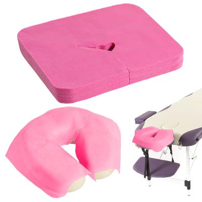 100 Pieces Disposable Face Cradle Covers Massage Headrest Covers for Massage Tables and Massage Chairs Beauty Spa Salon Bed, 12 x 15.5 Inches (Pink)