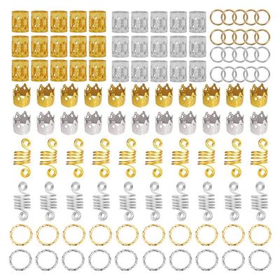 110Pcs Dreadlock Accessories,Hair Jewelry for Braids,Braid Rings Clips Beads Braiding Cuffs Fashional Decoration for Girls,Women (Gold, Silver)