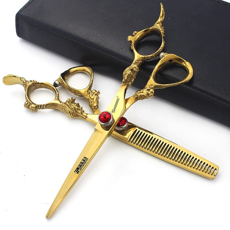 5.5/6 /7 Inch Purple Dragon Knight Professional Japanese Hair Scissors Barber Scissors Set (6 inch 2pc-B)
